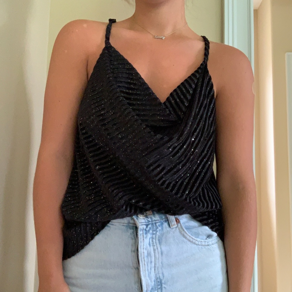 SHE AND SKY BLACK SPARKLE TANK